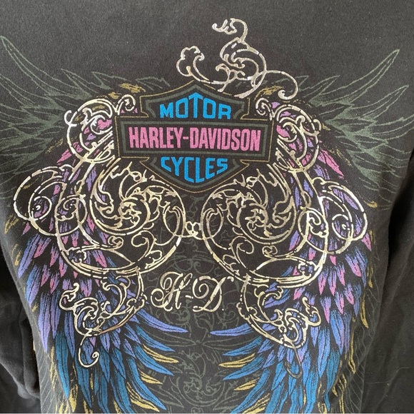 Harley Davidson graphic long sleeve women’s black shirt size large - Picture 2 of 4